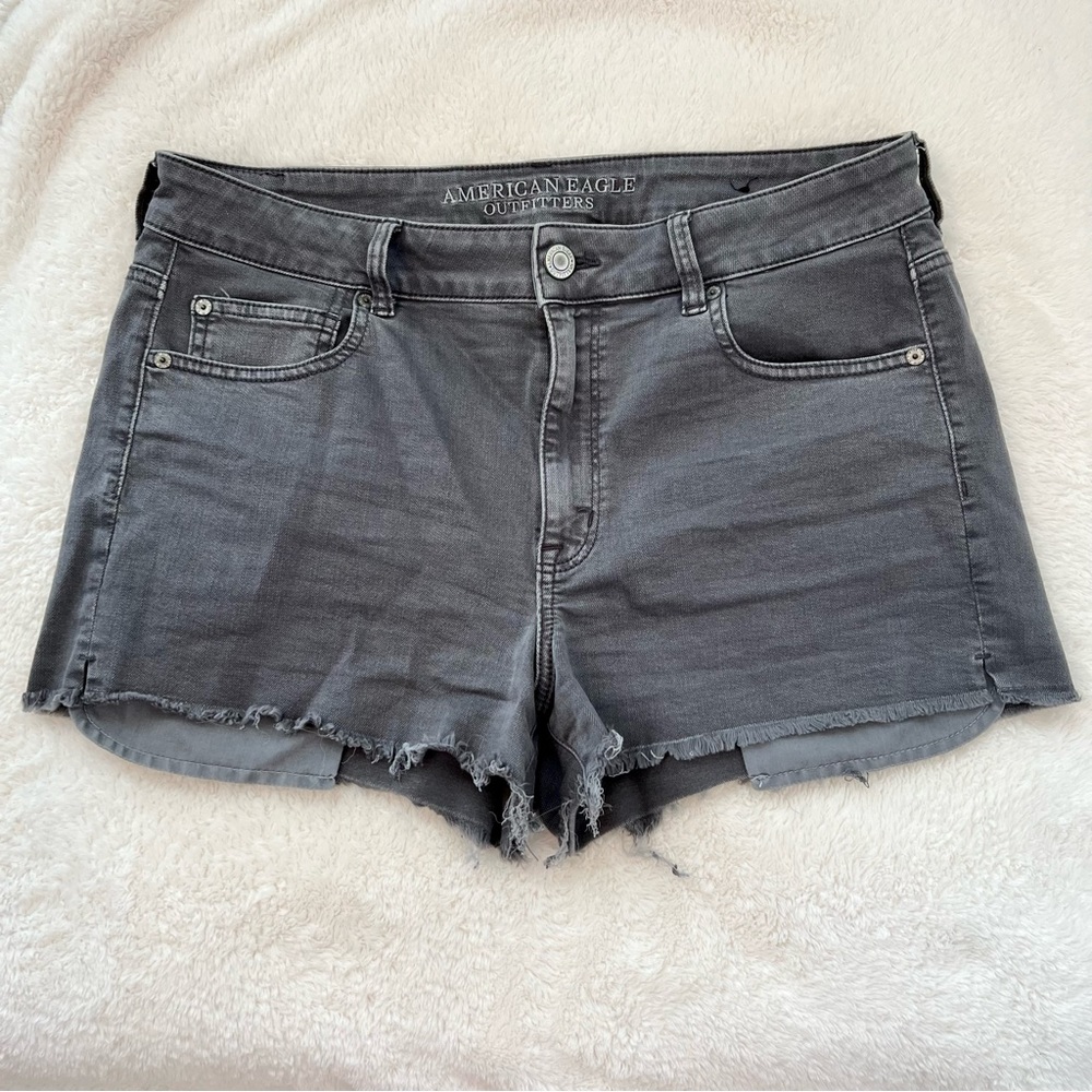 Grey American Eagle Hi Rise Jean Shorts